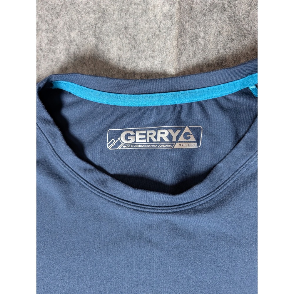 Gerry Mens Long Sleeve Performance Shirt Navy Blue Striped‎ Sleeve Crew Neck XXL - Picture 4 of 7